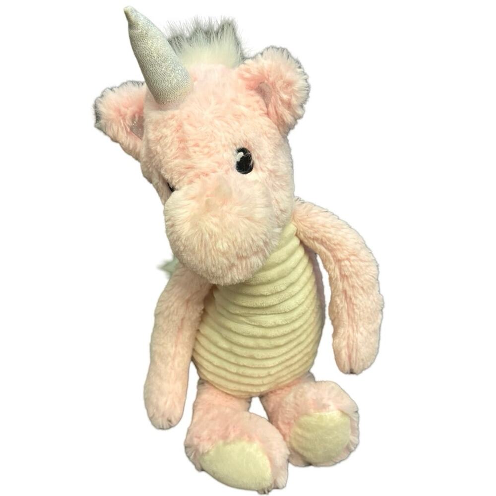 Maxx Marketing Pink Ribbed Unicorn Stuffed 16" Plush Cream nostalgic pink pony